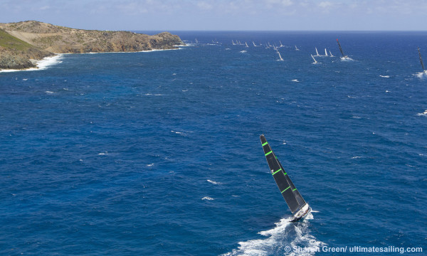 Bella Mente after a perfect start off St. Barth in day two of racing (Photo Credit: Sharon Green) 