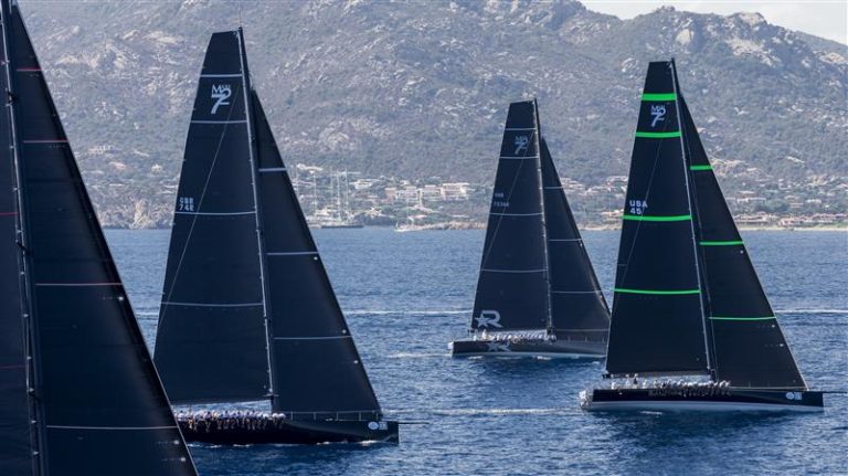 Bella Mente Racing and the rest of the competitive six-boat Maxi 72 Class. (Photo Credit: Rolex / Carlo Borlenghi)