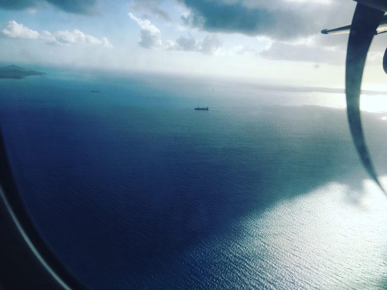 Bella Mente’s yacht transport ship arriving in St. Johns, Antigua yesterday (Photo Credit Peter Henderson)